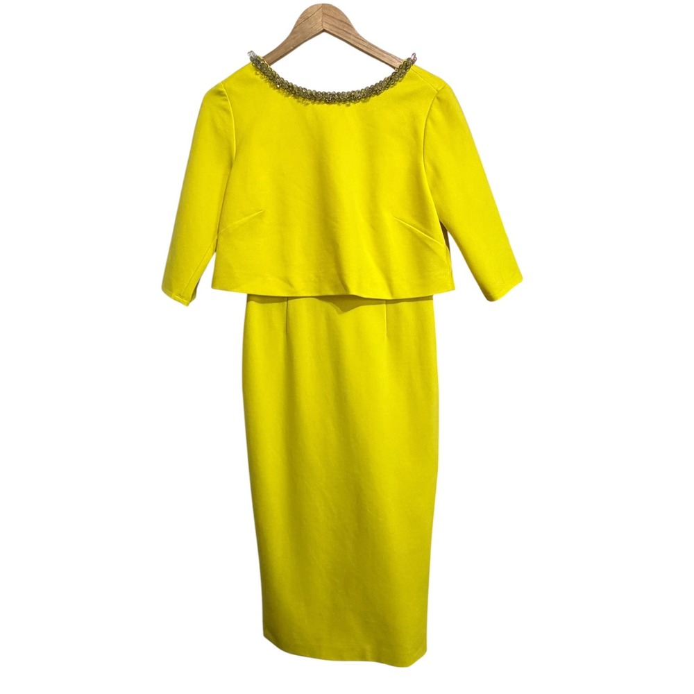 Dorothee Schumacher Yellow Emotional Essence embellished midi dress Size 3 $890